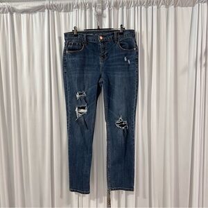 Old Navy Medium-Wash Boyfriend Straight Jeans with Distressed Details